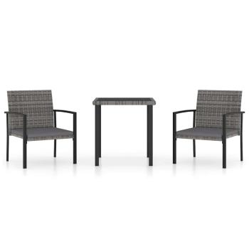 3-tlg. Garten-Essgruppe Poly Rattan Grau