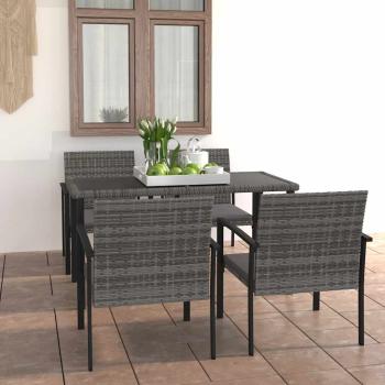 ARDEBO.de - 5-tlg. Garten-Essgruppe Poly Rattan Grau