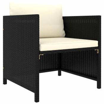 7-tlg. Garten-Lounge-Set mit Kissen Poly Rattan Schwarz
