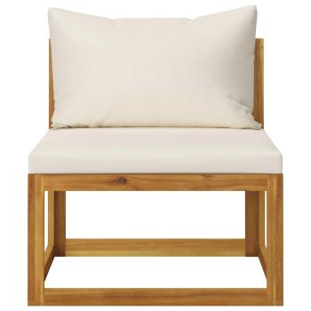4-tlg. Garten-Lounge-Set mit Auflagen Creme Massivholz Akazie