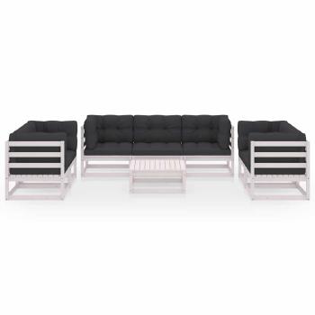8-tlg. Garten-Lounge-Set mit Kissen Kiefer Massivholz
