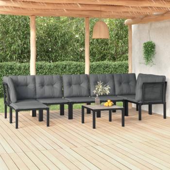 ARDEBO.de - 8-tlg. Garten-Lounge-Set Schwarz und Grau Poly Rattan