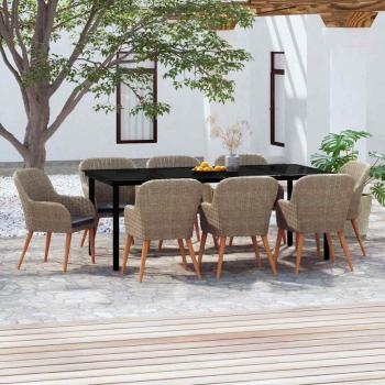 ARDEBO.de - 9-tlg. Garten-Essgruppe mit Kissen Braun