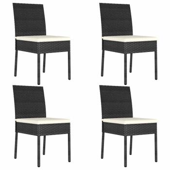 5-tlg. Garten-Essgruppe Poly Rattan Schwarz