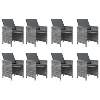 9-tlg. Garten-Essgruppe mit Kissen Poly Rattan Grau