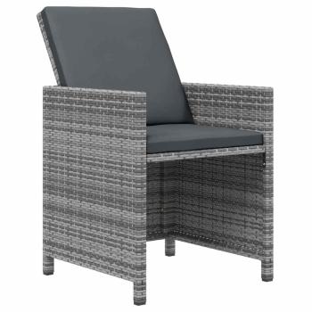 9-tlg. Garten-Essgruppe mit Kissen Poly Rattan Grau