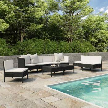 ARDEBO.de - 9-tlg. Garten-Lounge-Set mit Auflagen Poly Rattan Schwarz