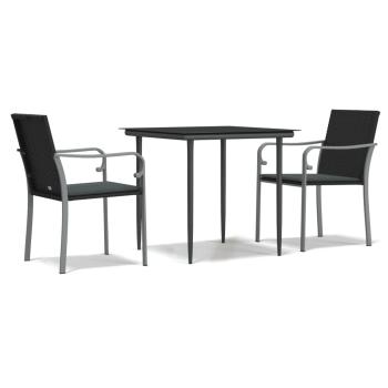 3-tlg. Garten-Essgruppe mit Kissen Poly Rattan und Stahl