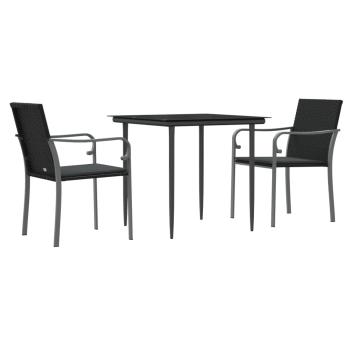3-tlg. Garten-Essgruppe mit Kissen Poly Rattan und Stahl