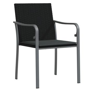 3-tlg. Garten-Essgruppe mit Kissen Poly Rattan und Stahl