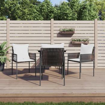 ARDEBO.de - 5-tlg. Garten-Essgruppe mit Kissen Poly Rattan und Stahl