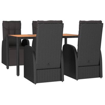 5-tlg. Garten-Essgruppe Schwarz Poly Rattan & Massivholz Akazie