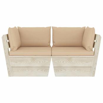 Garten-Palettensofa 2-Sitzer mit Kissen Fichtenholz