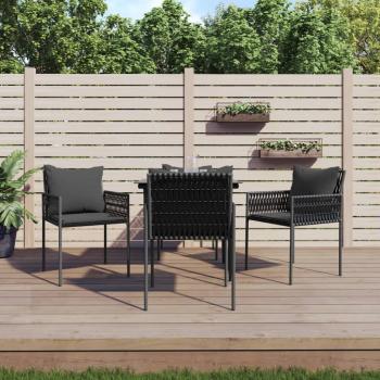 ARDEBO.de - 5-tlg. Garten-Essgruppe mit Kissen Poly Rattan und Stahl