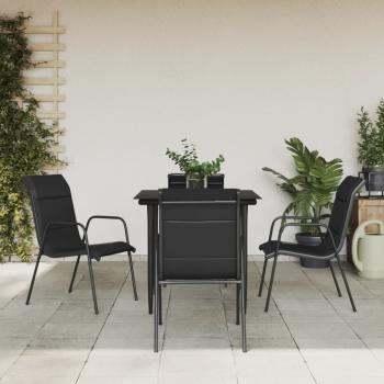ARDEBO.de - 5-tlg. Garten-Essgruppe Schwarz Stahl und Textilene