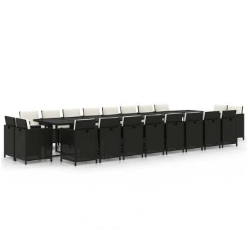 21-tlg. Garten-Essgruppe mit Kissen Schwarz Poly Rattan