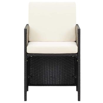 21-tlg. Garten-Essgruppe mit Kissen Schwarz Poly Rattan