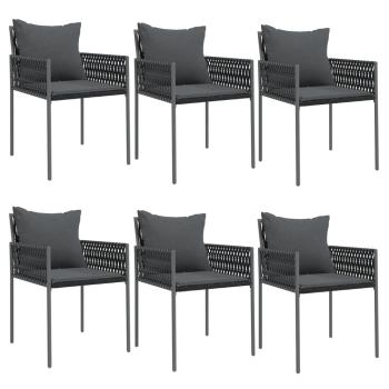 Gartenst?hle mit Kissen 6 Stk. Schwarz 54x61x83 cm Poly Rattan