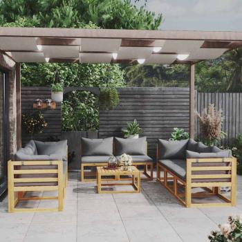 ARDEBO.de - 9-tlg. Garten-Lounge-Set mit Auflagen Massivholz Akazie