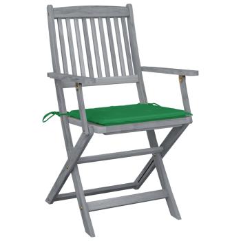 Klappstühle, 2 Stück, mit Kissen, aus massivem Akazienholz