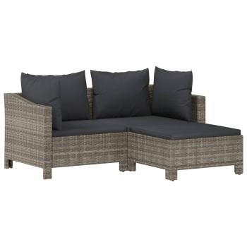 5-tlg. Garten-Lounge-Set mit Kissen Grau Poly Rattan