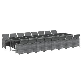 17-tlg. Garten-Essgruppe mit Kissen Grau Poly Rattan