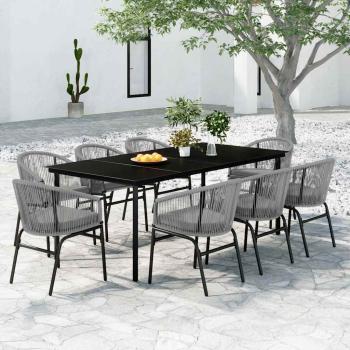 ARDEBO.de - 9-tlg. Garten-Essgruppe Grau