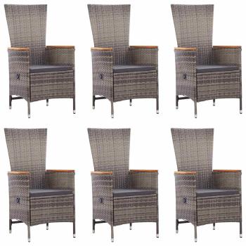 7-tlg. Garten-Essgruppe Poly Rattan Grau