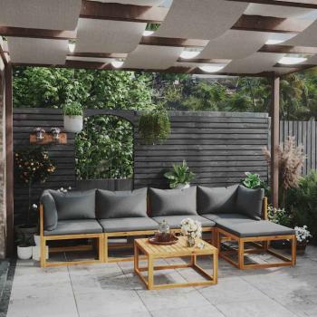 ARDEBO.de - 6-tlg. Garten-Lounge-Set mit Auflagen Massivholz Akazie
