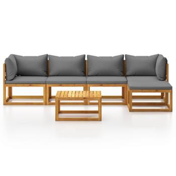 6-tlg. Garten-Lounge-Set mit Auflagen Massivholz Akazie