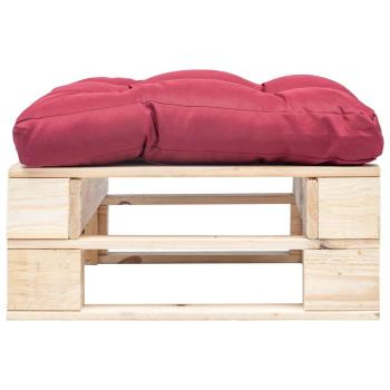 Garten-Palettenhocker mit Kissen in Rot Holz Natur