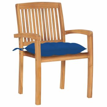 Gartenst?hle 2 Stk. mit Blauen Kissen Massivholz Teak