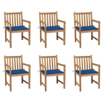 ARDEBO.de - Gartenst?hle 6 Stk. mit K?nigsblauen Kissen Massivholz Teak