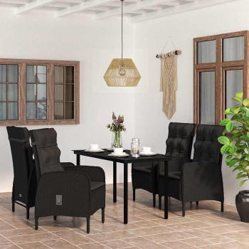 ARDEBO.de - 5-tlg. Garten-Essgruppe mit Kissen Schwarz