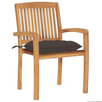 Gartenst?hle 2 Stk. mit Taupe Kissen Massivholz Teak