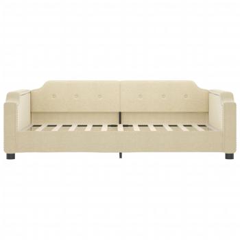 Tagesbett Ausziehbar mit Schubladen Creme 100x200 cm Stoff