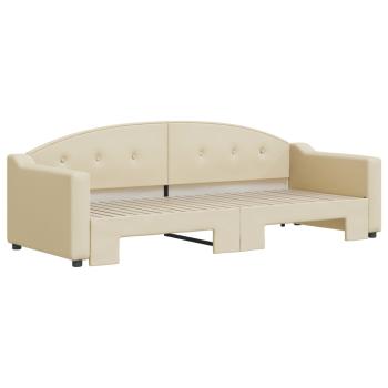 Tagesbett Ausziehbar Creme 80x200 cm Stoff
