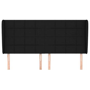 Kopfteil mit Ohren Schwarz 163x23x118/128 cm Stoff