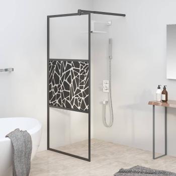 ARDEBO.de - Duschwand für Walk-In Dusche 90x195 cm ESG Steindesign Schwarz