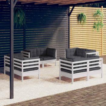 ARDEBO.de - 8-tlg. Garten-Lounge-Set mit Anthrazit Kissen Kiefernholz