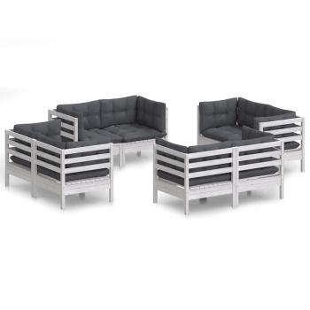 8-tlg. Garten-Lounge-Set mit Anthrazit Kissen Kiefernholz