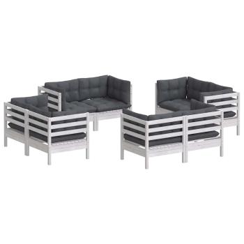 8-tlg. Garten-Lounge-Set mit Anthrazit Kissen Kiefernholz