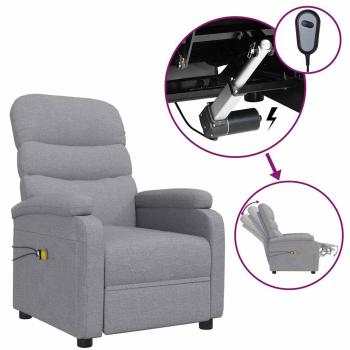 Massagesessel Elektrisch Hellgrau Stoff