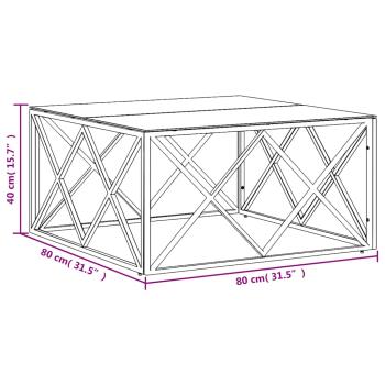 Couchtisch Silbern 80x80x40 cm Edelstahl und Glas