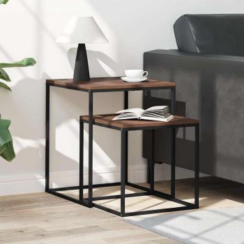 Couchtisch-Set 2-tlg. Holzwerkstoff und Metall