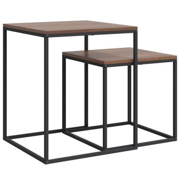 Couchtisch-Set 2-tlg. Holzwerkstoff und Metall