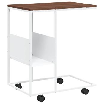 Beistelltisch mit Rollen Wei? 55x36x63,5 cm Holzwerkstoff