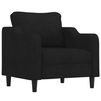 4-tlg. Sofagarnitur mit Kissen Schwarz Stoff