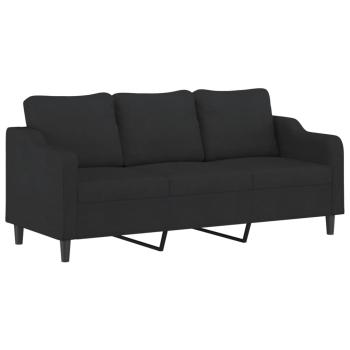 4-tlg. Sofagarnitur mit Kissen Schwarz Stoff