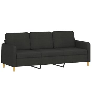 4-tlg. Sofagarnitur mit Kissen Schwarz Stoff
